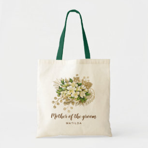 Bolsa Tote Elegante mãe floral de ouro moderno do noivo