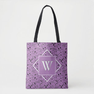 Bolsa Tote Elegante  Mauve  Lavanda  Floral  MONOGRAMA