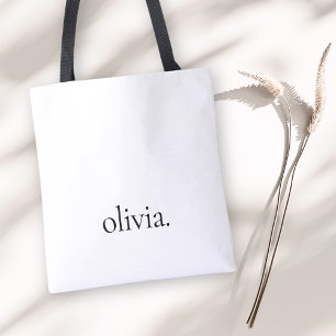 Bolsa Tote Elegante minimalista branco preto monograma