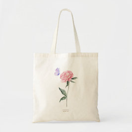 Bolsa Tote Elegante Minimalista Peônia Floral Casamento Bem-V