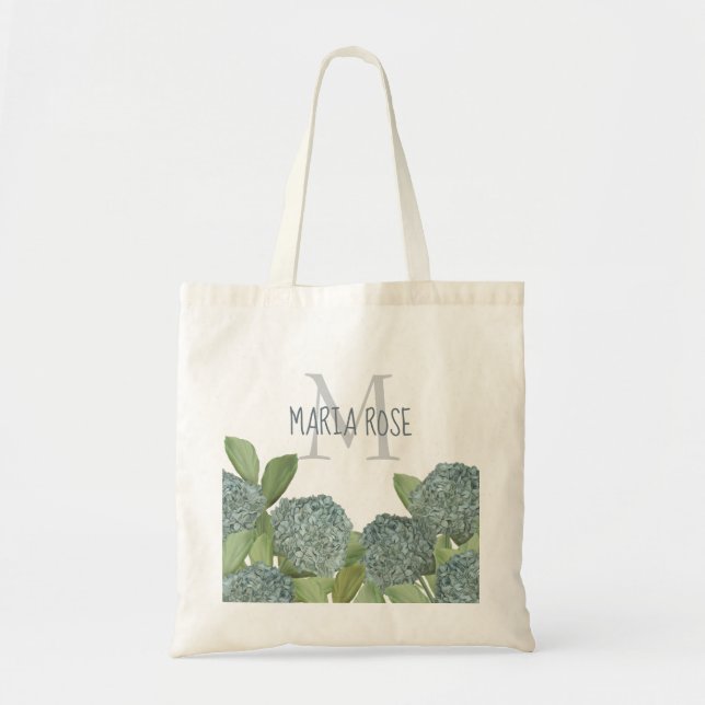 Bolsa Tote Elegante Moderno Hidrangea Monograma (Frente)