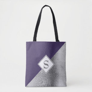 Bolsa Tote Elegante Monograma Personalizado Metálico Roxo Pra