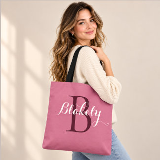 Bolsa Tote Elegante Monograma Personalizado | Personalizado F