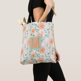 Bolsa Tote Elegante Monograma Tendência Eucalipto Verde Rosa