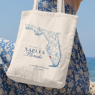 Bolsa Tote Elegante Nápoles Flórida Casamento Bem-vindo Tote