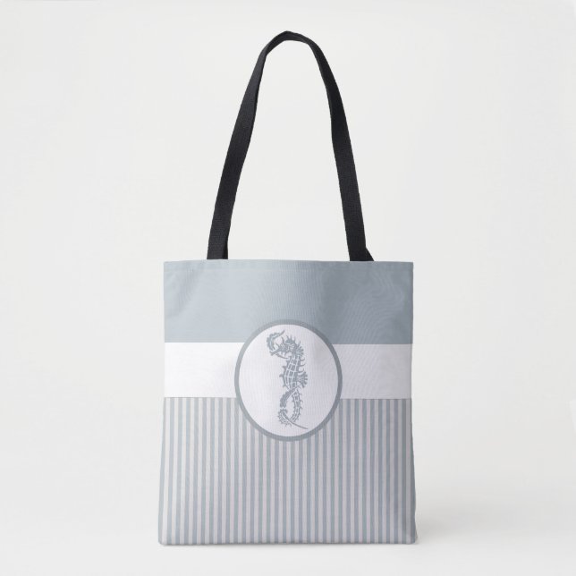 Bolsa Tote Elegante Náutico Clássico Azul-Marinho (Frente)