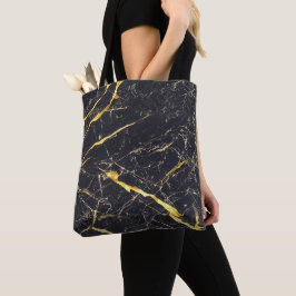 Bolsa Tote Elegante negro e Dourado Faux Marble