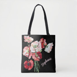 Bolsa Tote Elegante nome em escrita cursiva Arte em aquarela 