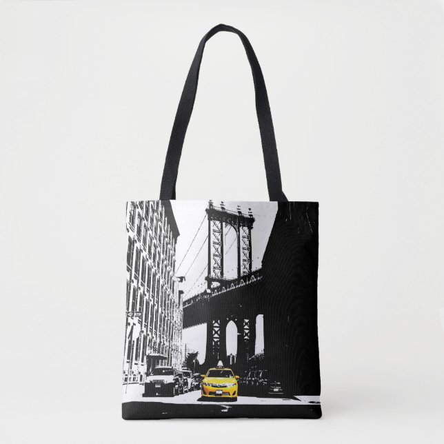 Bolsa Tote Elegante Nova Iorque Brooklyn Yellow Taxi Nyc (Frente)