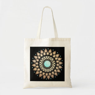 Bolsa Tote Elegante Ornamentado Dourado Lotus Mandala