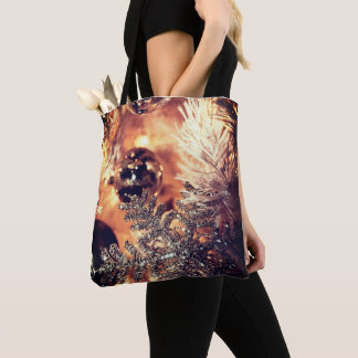 Bolsa Tote Elegante Ornamento de Natal Brilho | Festa de Fim 