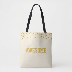 Bolsa Tote Elegante Ouro Confetti em Beige
