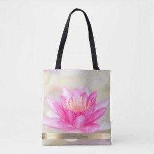 Bolsa Tote Elegante Ouro,Lótus, Yoga
