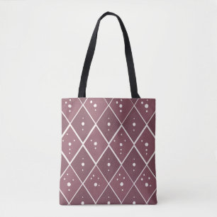 Bolsa Tote Elegante Padrão de Diamante Mauve Empoeirado Boho