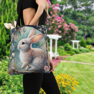 Bolsa Tote Elegante Pastel Floral Art Nouveau Coelho