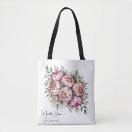 Bolsa Tote Elegante Peony Floral Bridesmaids Favor