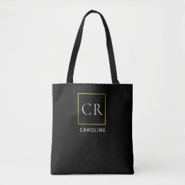 Bolsa Tote Elegante Preto Moderno Personalizado 