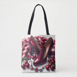 Bolsa Tote Elegante Red High Heels com Cereja