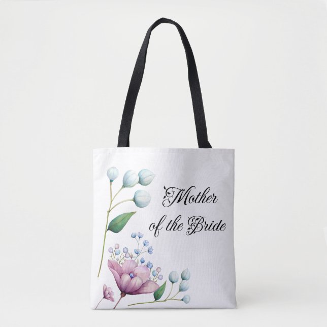 Bolsa Tote Elegante Romance de Noiva Floral Suave Botânica (Frente)