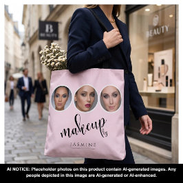 Bolsa Tote Elegante Rosa Bege 3 Foto MUA Artista de Maquiagem