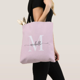 Bolsa Tote Elegante Rosa Corado de Menina Personalizado Monog