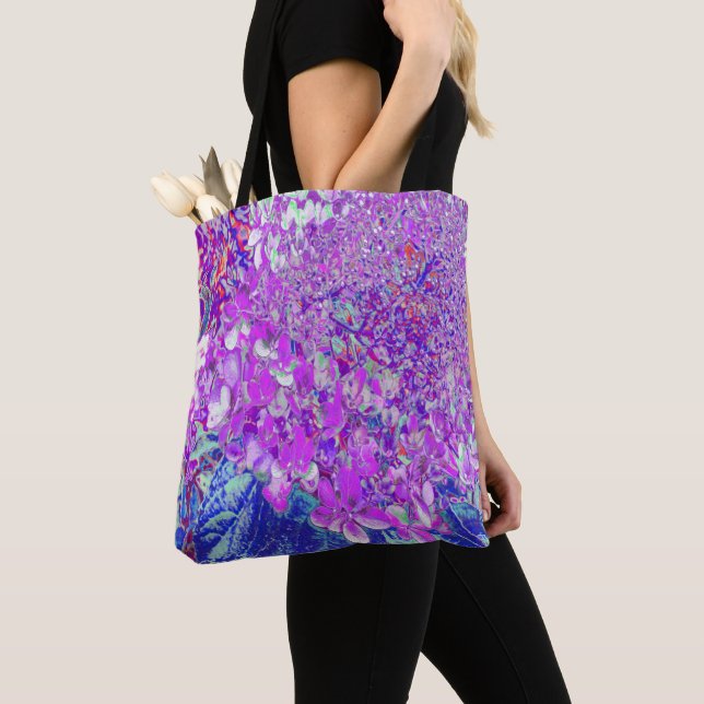 Bolsa Tote Elegante Roxo e Blue Limelight Hydrangea (Close Up)