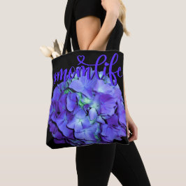 Bolsa Tote Elegante Roxo e hidrangea momlife teal