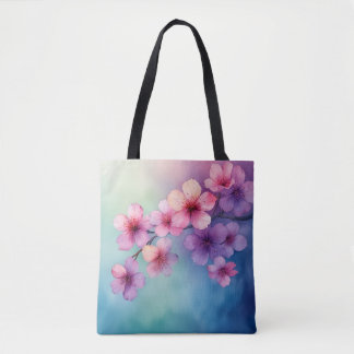 Bolsa Tote Elegante Sakura Flower Watercolor Bolsa"