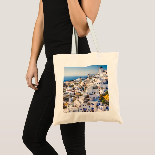 Bolsa Tote Elegante Santorini - Grécia Cênnica (Frente (produto))