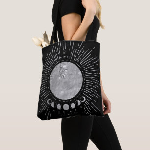 Bolsa Tote Elegante Sun Moon Doodles Mandala