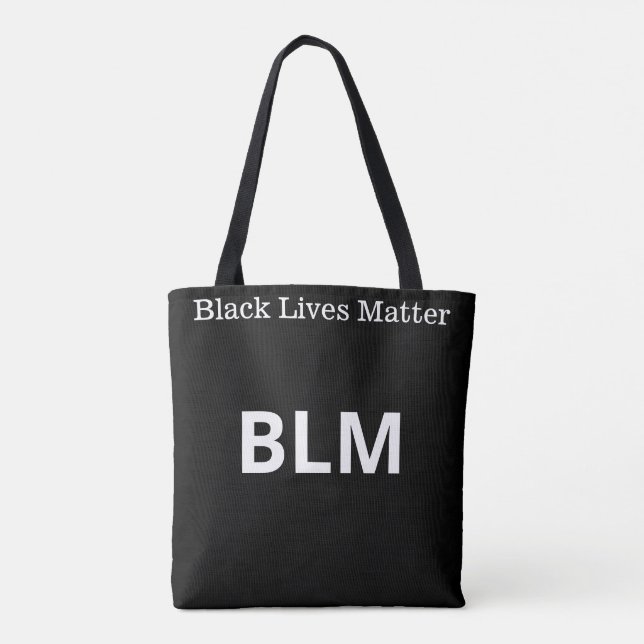 Bolsa Tote Elegante Texto Branco Lives Matter BLM em Preto (Verso)