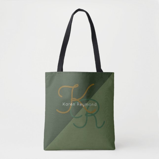 Bolsa Tote elegante toda sobre - impresso 2 monogrammed (Frente)