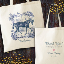 Elegante Toile Vintage Azul do País do Cavalo