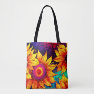Bolsa Tote Elegante Trabalho de arte de potência de girassol