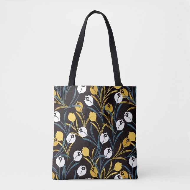 Bolsa Tote Elegante Tulip Floral (Frente)