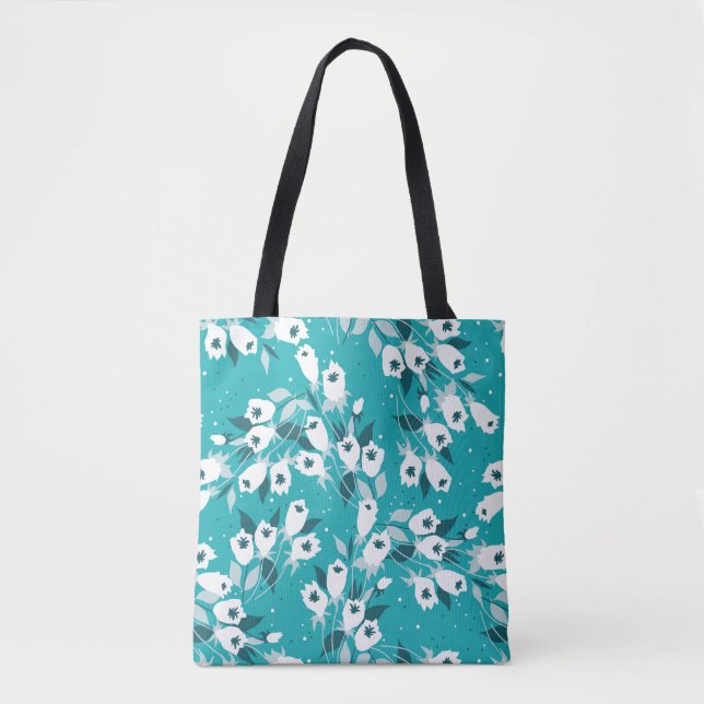 Bolsa Tote Elegante Tulip Flower Pattern Botanical Art Design (Frente)