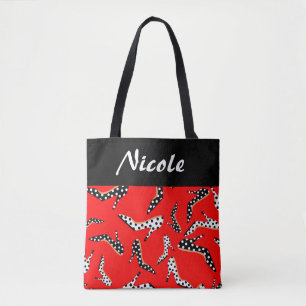 Bolsa Tote Elegante Vermelho e Negro Alto Salto