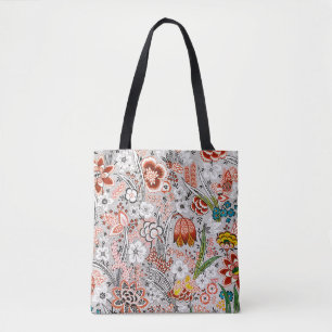 Bolsa Tote Elegante Vintage Boho Abstrato Floral Trabalho de