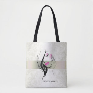 Bolsa Tote Elegante Vintage,Chique,Renda,Silhueta de Menina P