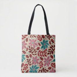 Bolsa Tote Elegante Vintage Floral Patterno Natal Whimsy
