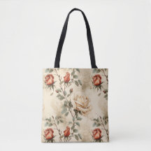 Elegante Vintage Rosa Fllower Beige Floral Design