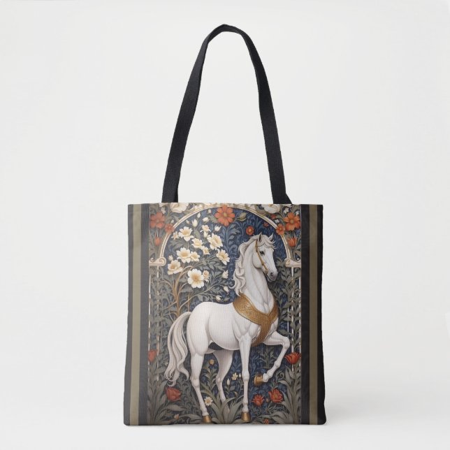 Bolsa Tote Elegante William Morris Inspirou Cavalo Branco (Frente)
