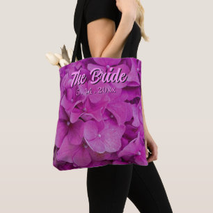 Bolsa Tote Elegantes hortênsias florais rosa magenta rosas 