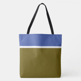 Bolsa Tote Elegantes Listras Modernas Oliva Azul Médio Branco