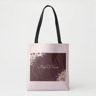 Bolsa Tote Elegantes Molduras Geométricas Florais de Anêmona