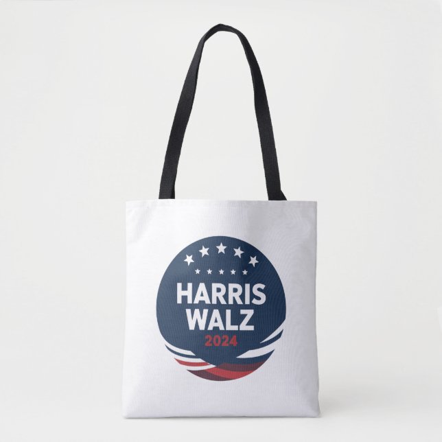 Bolsa Tote Eleição do Botão Retro para Democratas Harris Walt (Frente)