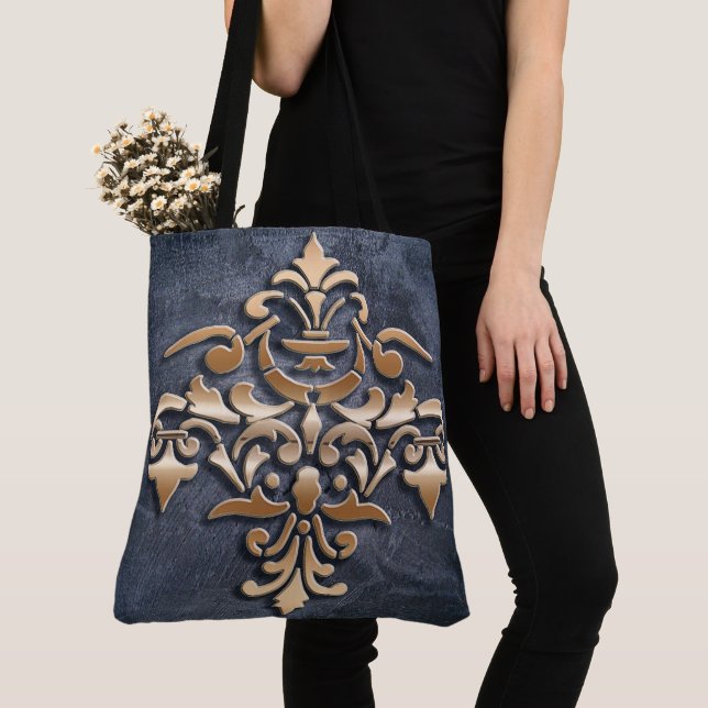 Bolsa Tote Elemento barroco do ouro do estilo (Close Up)