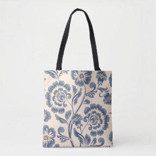 Bolsa Tote Elemento de padrão sem costura da flor da vindima.