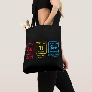 Bolsa Tote Elementos de consciência do autismo Mesa periódica