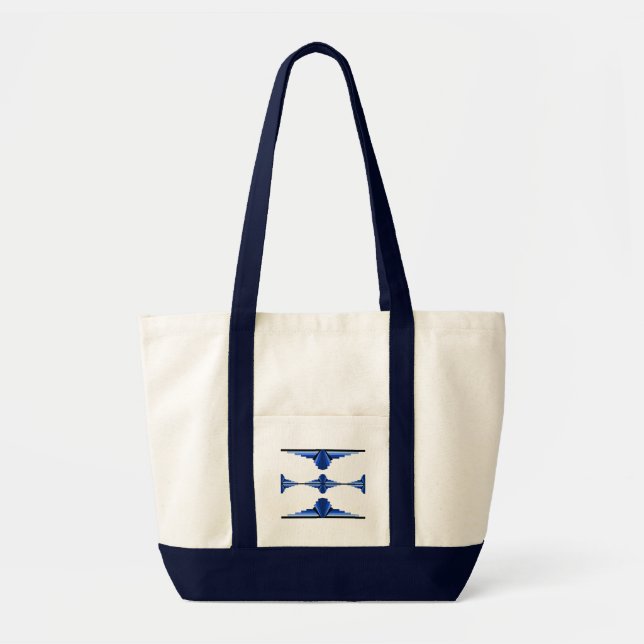 Bolsa Tote Elementos de deco de arte em azul escuro (Frente)